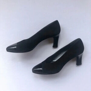 Stuart Weitzman Patent Suede Leather Cap Toe Heels